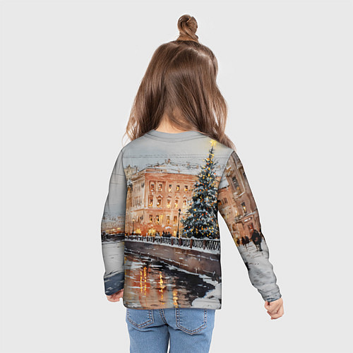 Детский лонгслив Новогодняя елка в Питере / 3D-принт – фото 6