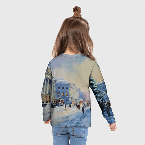 Детский лонгслив Зимний праздничный Питер / 3D-принт – фото 6