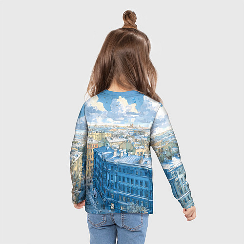 Детский лонгслив Зимний утренний Питер / 3D-принт – фото 6