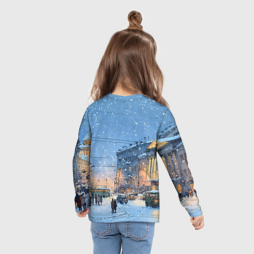 Детский лонгслив Снежный новогодний Питер / 3D-принт – фото 6