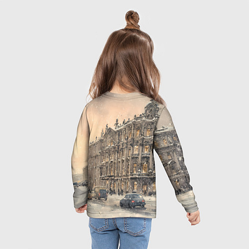 Детский лонгслив Зима в Санкт-Петербурге / 3D-принт – фото 6