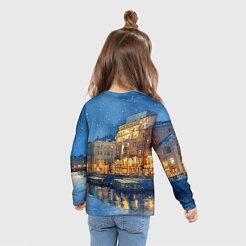 Детский лонгслив Новогодняя ночь Санкт-Петербурга / 3D-принт – фото 6