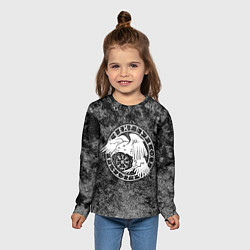 Лонгслив детский Ворон в круге рун и компас вегвизир, цвет: 3D-принт — фото 2