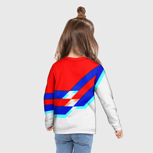 Детский лонгслив Манчестер Юнайтед полосы геометрия / 3D-принт – фото 6