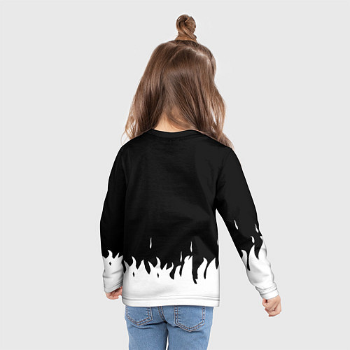 Детский лонгслив Ювентус белый огонь текстура / 3D-принт – фото 6