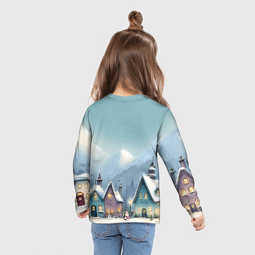 Детский лонгслив Новогодние дома / 3D-принт – фото 6