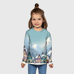 Лонгслив детский Новогодние дома, цвет: 3D-принт — фото 2