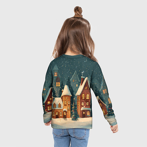 Детский лонгслив Сказочный Новогодний городок / 3D-принт – фото 6