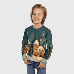 Лонгслив детский Сказочный Новогодний городок, цвет: 3D-принт — фото 2