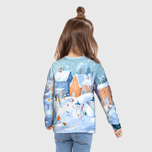 Детский лонгслив Предновогодний день во дворе / 3D-принт – фото 6