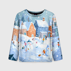 Лонгслив детский Предновогодний день во дворе, цвет: 3D-принт