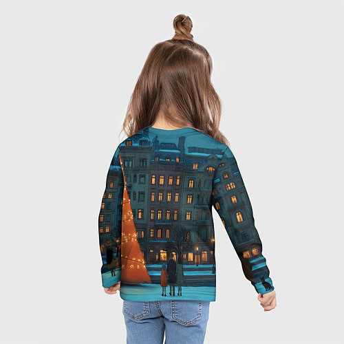 Детский лонгслив Городская светящаяся елка / 3D-принт – фото 6