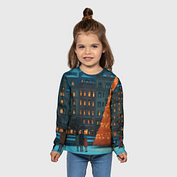 Лонгслив детский Городская светящаяся елка, цвет: 3D-принт — фото 2