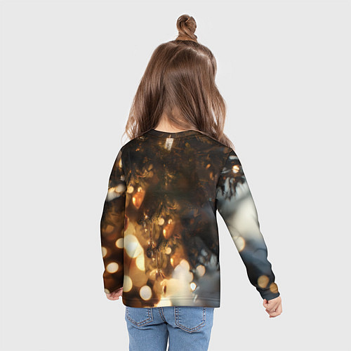 Детский лонгслив Лошадка под новогодней елкой / 3D-принт – фото 6