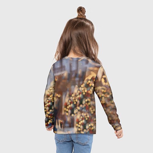 Детский лонгслив Блондинка с новогодней лошадкой / 3D-принт – фото 6