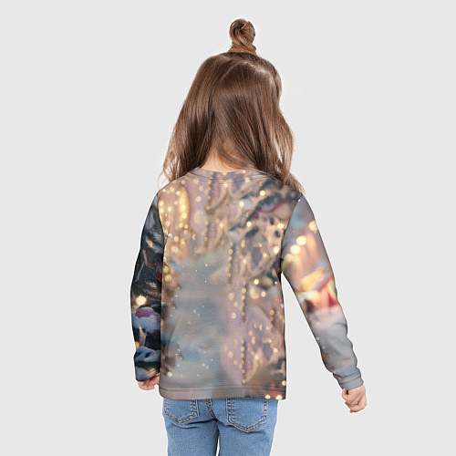 Детский лонгслив Удивленная лошадка - Новый год / 3D-принт – фото 6