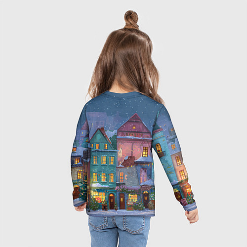 Детский лонгслив Новогодний дворик / 3D-принт – фото 6