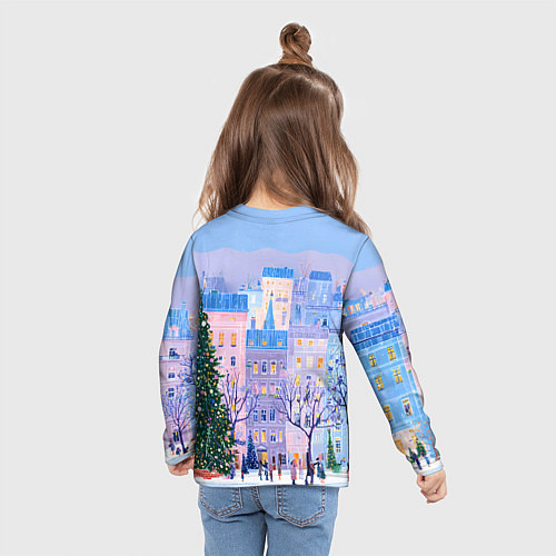 Детский лонгслив Новогодний двор / 3D-принт – фото 6