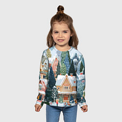 Лонгслив детский Новогодний елочный двор, цвет: 3D-принт — фото 2