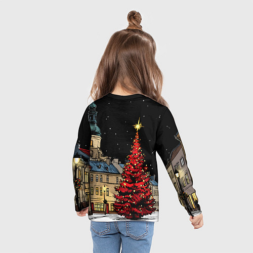 Детский лонгслив Красная новогодняя елка / 3D-принт – фото 6