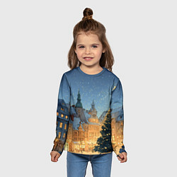 Лонгслив детский Новый год в старом городе, цвет: 3D-принт — фото 2
