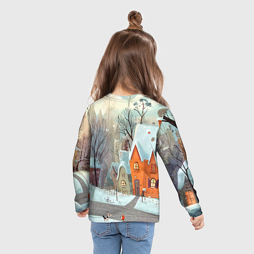Детский лонгслив Милый новогодний дворик / 3D-принт – фото 6