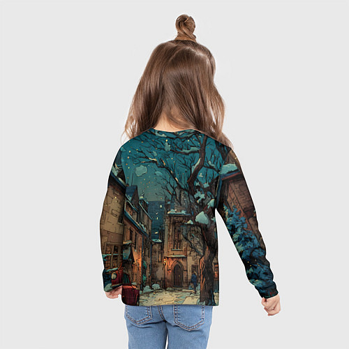 Детский лонгслив Счастья в новом году - ламповый двор / 3D-принт – фото 6