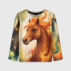 Лонгслив детский Милая огненная лошадь, цвет: 3D-принт
