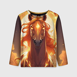 Лонгслив детский Огненная лошадь в свечении, цвет: 3D-принт