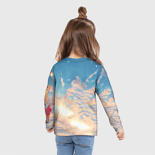 Детский лонгслив Новогодний конь сэлфи / 3D-принт – фото 6