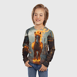 Лонгслив детский Стимпанк и огненная лошадь, цвет: 3D-принт — фото 2