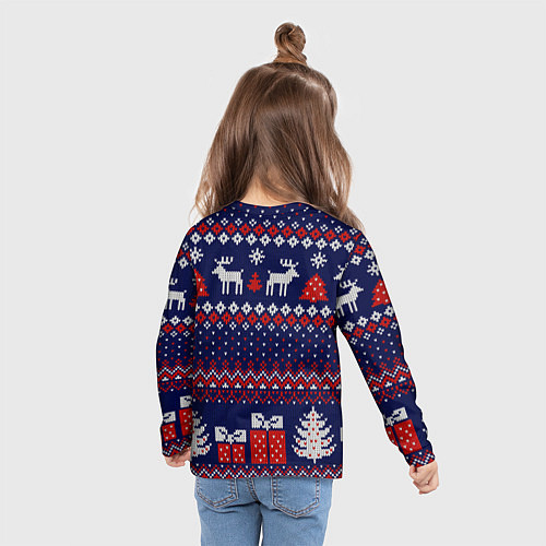 Детский лонгслив Новогодний вязаный паттерн / 3D-принт – фото 6