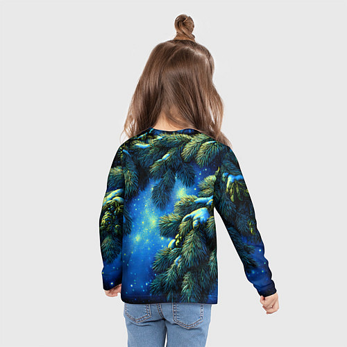 Детский лонгслив Новогодние ветки елки / 3D-принт – фото 6