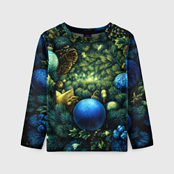 Лонгслив детский Новогодние шарики на елке, цвет: 3D-принт