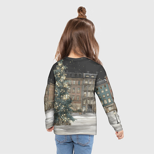 Детский лонгслив Елка во дворе / 3D-принт – фото 6