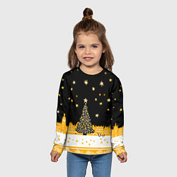 Лонгслив детский Новый год в черно-желтом стиле, цвет: 3D-принт — фото 2