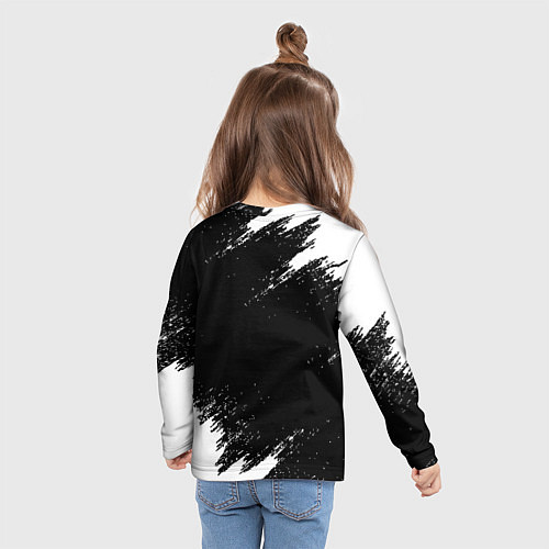 Детский лонгслив Реал Мадрид черно белые краски / 3D-принт – фото 6