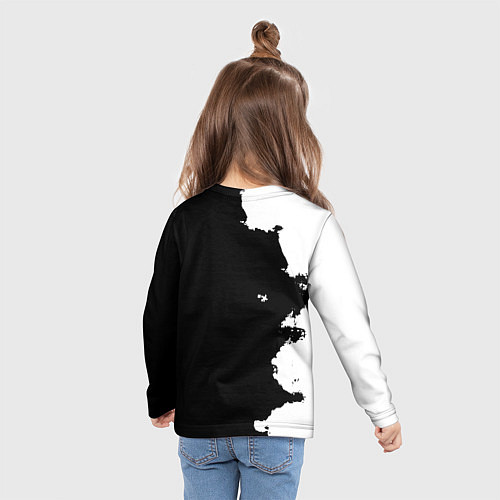 Детский лонгслив Реал Мадрид черно белые краски / 3D-принт – фото 6