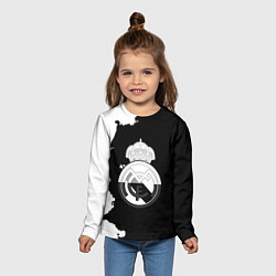 Лонгслив детский Реал Мадрид черно белые краски, цвет: 3D-принт — фото 2