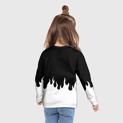 Детский лонгслив Реал Мадрид огонь белый / 3D-принт – фото 6