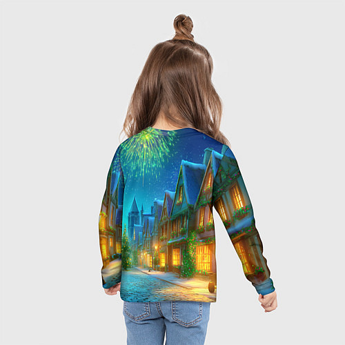 Детский лонгслив Праздничный новогодний салют / 3D-принт – фото 6