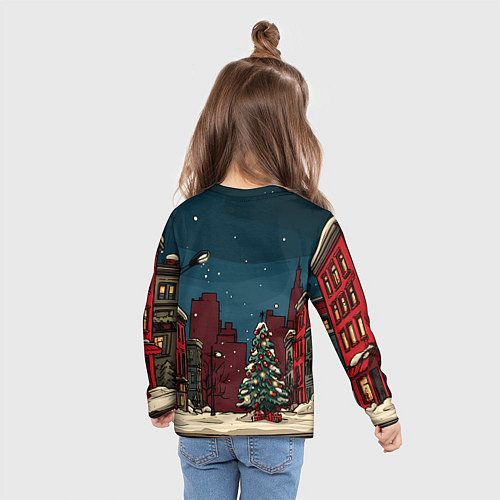 Детский лонгслив Новогодняя ночь / 3D-принт – фото 6