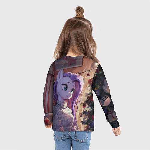 Детский лонгслив Анимешная лошадка - Новый год / 3D-принт – фото 6