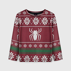 Детский лонгслив Рождественский свитер Человека паука