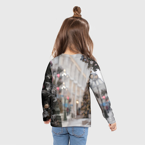 Детский лонгслив Новогодняя лошадка у елки / 3D-принт – фото 6