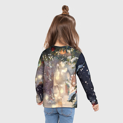 Детский лонгслив Новогодняя аниме лошадка / 3D-принт – фото 6