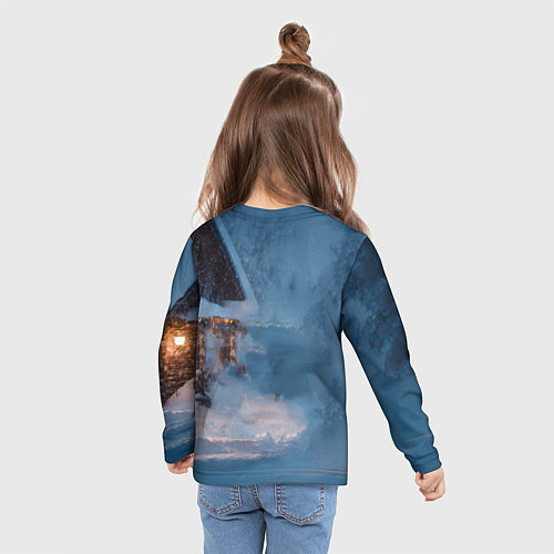 Детский лонгслив Лошадь у избы / 3D-принт – фото 6