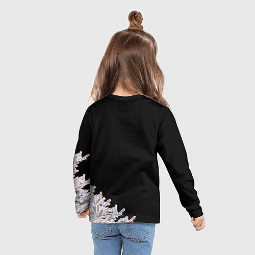 Детский лонгслив Новогодняя лошадь в круглых очках / 3D-принт – фото 6