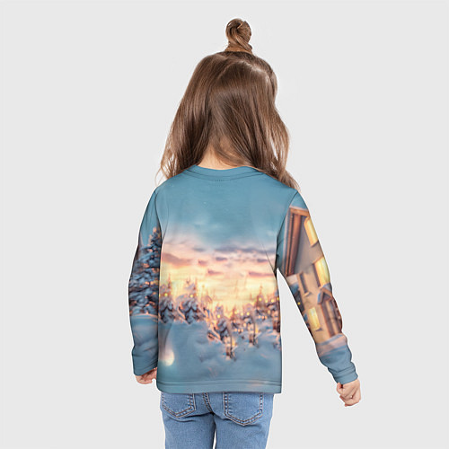 Детский лонгслив Счастливая новогодняя лошадь / 3D-принт – фото 6