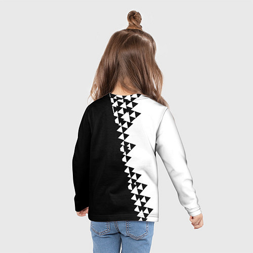 Детский лонгслив Juventus черно белая геометрия текстура / 3D-принт – фото 6